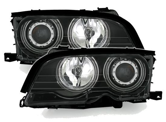 Led Angel Eyes Scheinwerfer schwarz für BMW E46 Coupé Cabrio 99