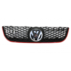 Wabengrill VW Polo IV 9N3 Schwarz / Rot