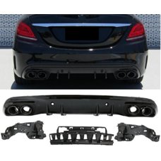 Diffusor C43 AMG Optik Auspuffblenden Schwarz Mercedes C-Klasse W205 S205 Night Paket