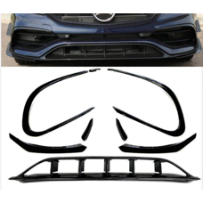 Frontspoiler AMG Splitter Flaps Canard Schwarz Glanz Mercedes W117 CLA Facelift AMG-Line