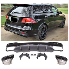 Diffusor GLE63 AMG Optik mit Auspuffblenden Schwarz Mercedes GLE W166 SUV