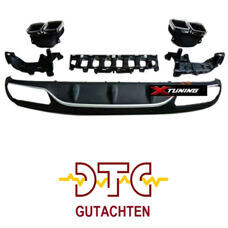 Diffusor C63 AMG Optik Auspuffblenden Chrom Endrohre Mercedes C-Klasse C205 Coupe + DTC-Gutachten