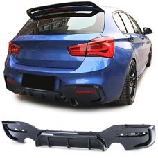 Diffusor P-Typ 1+1 Rohr Schwarz Glanz BMW F20 F21 LCI Facelift M135 M140 Performance Heckdiffuser