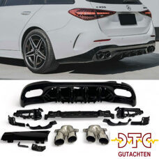 Diffusor C43 AMG Schwarz Glanz  Mercedes C-Klasse W206 S206 Chrom Auspuffblenden + DTC CH-Gutachten