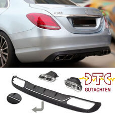 Diffusor C63 AMG Optik Auspuffblenden Chrom CH-Gutachten Mercedes C-Klasse W205 Avantgarde Serienausstattung