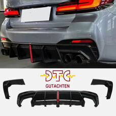 Diffusor V-Typ Schwarz Glanz mit LED Beleuchtung BMW 5er G30 G31 M550i M550d + DTC-Gutachten