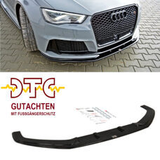 Frontspoiler V2 Maxton Schwarz Glanz Gutachten Fussgängerschutz Audi RS3 8V 15-16 Frontlippe