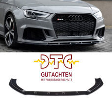 Frontspoiler V.1 Maxton Schwarz Glanz DTC Fussgängerschutz Audi RS3 8V Facelift Sedan