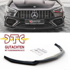 Frontspoiler V.1 Mercedes A45 AMG Aero C118 Maxton Schwarz Glanz Gutachten Fussgängerschutz Frontlippe