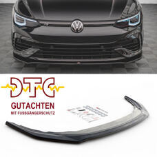 Frontlippe V.3 Maxton VW Golf 8 R Mk8 Schwarz Glanz Gutachten DTC Fussgängerschutz Frontspoiler