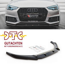 Frontspoiler V.3 Maxton Schwarz Glanz Gutachten Fussgängerschutz Audi A4 S4 B9 Vorfacelift