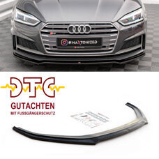 Frontspoiler V.1 Maxton Schwarz Glanz Gutachten Fussgängerschutz Audi A5 F5 S-Line S5