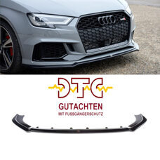 Frontspoiler V.2 Maxton Schwarz Glanz DTC Fussgängerschutz Audi RS3 8V Facelift Sedan