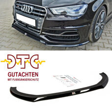 Frontspoiler FD2 Maxton Schwarz Glanz Gutachten Fussgängerschutz Audi A3 8V S3 S-Line 13-16 Frontlippe