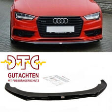 Frontspoiler V.1 Audi A7 C7 S7 S-Line Facelift Maxton Schwarz Glanz DTC Gutachten Fussgängerschutz