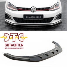 FrontspoilerV.1 Maxton VW GOLF 7 GTI Facelift Schwarz Glanz Gutachten Fussgängerschutz Frontlippe