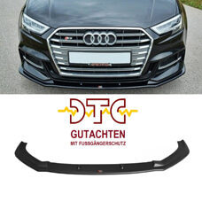 Frontspoiler V.1 Maxton Schwarz Glanz DTC Fussgängerschutz Audi 8V S3 Sedan Facelift