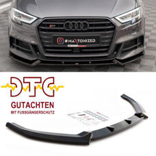 Frontlippe V.1 Audi 8V S3 Sportback Facelift Sline Maxton Schwarz Glanz DTC Fussgängerschutz