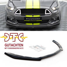 Frontspoiler V.1 Ford Mustang MK6 GT Maxton Schwarz Glanz CH-Gutachten Fussgängerschutz Frontlippe