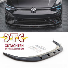 Frontspoiler V.1 Maxton VW Golf 8 R Mk8 Schwarz Glanz Gutachten DTC Fussgängerschutz