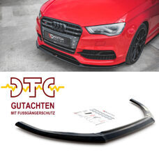 Frontspoiler V.1 Maxton Schwarz Glanz Gutachten Fussgängerschutz Audi A3 8V S3 S-Line 13-16 Frontlippe