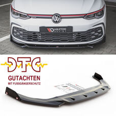 Frontspoiler V.2 +Flaps Maxton VW Golf 8 GTI GTD R-Line MK8 Schwarz Glanz Gutachten DTC Fussgängerschutz