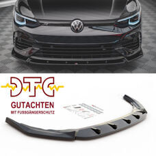 Frontspoiler V.2 Maxton VW Golf 8 R Mk8 Schwarz Glanz Gutachten DTC Fussgängerschutz