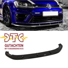 Frontlippe V.1 Maxton Schwarz Glanz Gutachten Fussgängerschutz VW Golf 7 R R-Line Vorfacelift