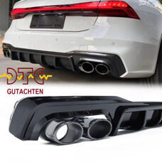 Diffusor S7 Look Audi A7 C8 4K Sportback S-Line ab 2018 Auspuffblenden 4-Rohr Schwarz Glanz + DTC-Gutachten