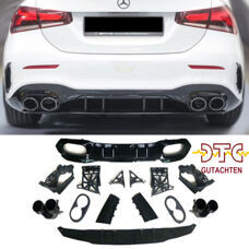 Diffusor A45 AMG Schwarz Glanz Auspuffblenden Mercedes A-Klasse W177 Limousine + DTC-Gutachten