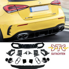 Diffusor A45 AMG Schwarz Glanz Auspuffblenden Chrom Mercedes A-Klasse W177 + DTC-Gutachten