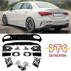 Diffusor A35 AMG Schwarz Glanz Auspuffblenden Mercedes A-Klasse W177 Limousine + DTC-Gutachten