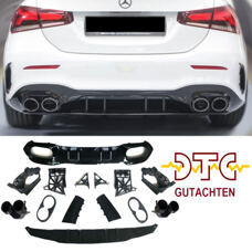 Diffusor A45 AMG Schwarz Glanz Auspuffblenden Chrom Mercedes A-Klasse W177 Limousine + DTC-Gutachten