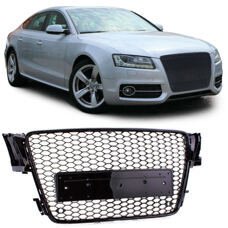 Grill RS5 Look Audi A5 8T 2007-11 Schwarz Glanz Waben Gitter Kühlergrill