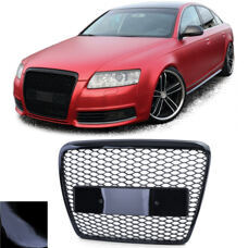 Grill RS6 Look Audi A6 C6 4F 2008-11 Schwarz Glanz Waben Gitter Kühlergrill