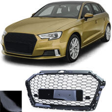 Grill RS3 Look Audi A3 8V 2016-2020 Facelift ohne ACC Schwarz Glanz Gitter Kühlergrill