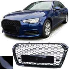 Grill RS4 Look Audi A4 B9 8W 2015-19 Schwarz Glanz Waben Gitter Kühlergrill