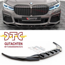 Frontspoiler V.2 BMW 7er G11 G12 LCI Facelift Maxton Schwarz Glanz CH-Gutachten Fussgängerschutz Frontlippe M-Paket