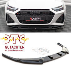 Frontspoiler V.1 Audi RS6 RS7 C8 Maxton Schwarz Glanz CH-Gutachten Fussgängerschutz