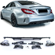 Diffusor AMG Auspuffblenden Schwarz Glanz Mercedes CLS W218 C218 Facelift 2014+ Endrohre