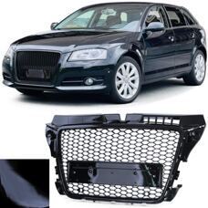 Grill RS3 Look Audi A3 8P 2008-13 Schwarz Glanz Waben Gitter Kühlergrill