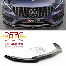 Frontspoiler V.1 Mercedes C-Klasse W205 C43 AMG C200 C250 2014-18 Maxton Schwarz Glanz Fussgängerschutz CH-Gutachten