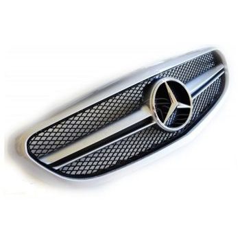 Grill C63 AMG Look SILBER Mercedes W205 C205 S205 C-Klasse