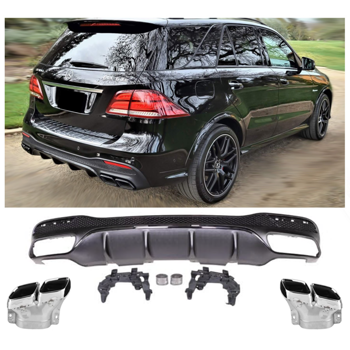 Diffusor GLE63 AMG Optik Auspuffblenden Chrom Mercedes GLE W166 SUV