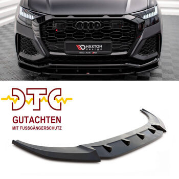 Frontspoiler V.1 Maxton Schwarz Glanz Gutachten Fussgängerschutz Audi RSQ8 MK1 Frontlippe