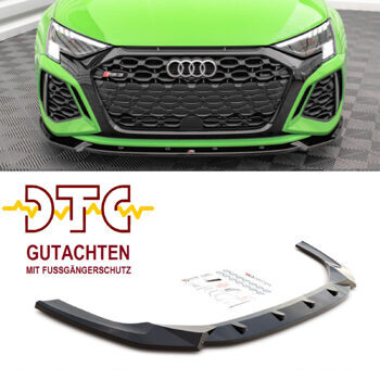 Frontspoiler V1 Maxton Schwarz Glanz Gutachten Fussgängerschutz Audi RS3 8Y Frontlippe