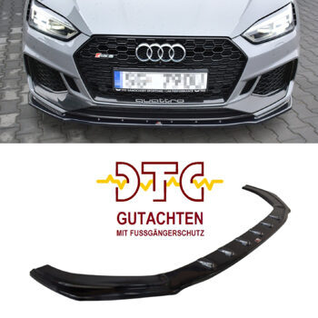 Frontspoiler V.1 Maxton Schwarz Glanz Gutachten Fussgängerschutz Audi RS5 F5 Frontlippe